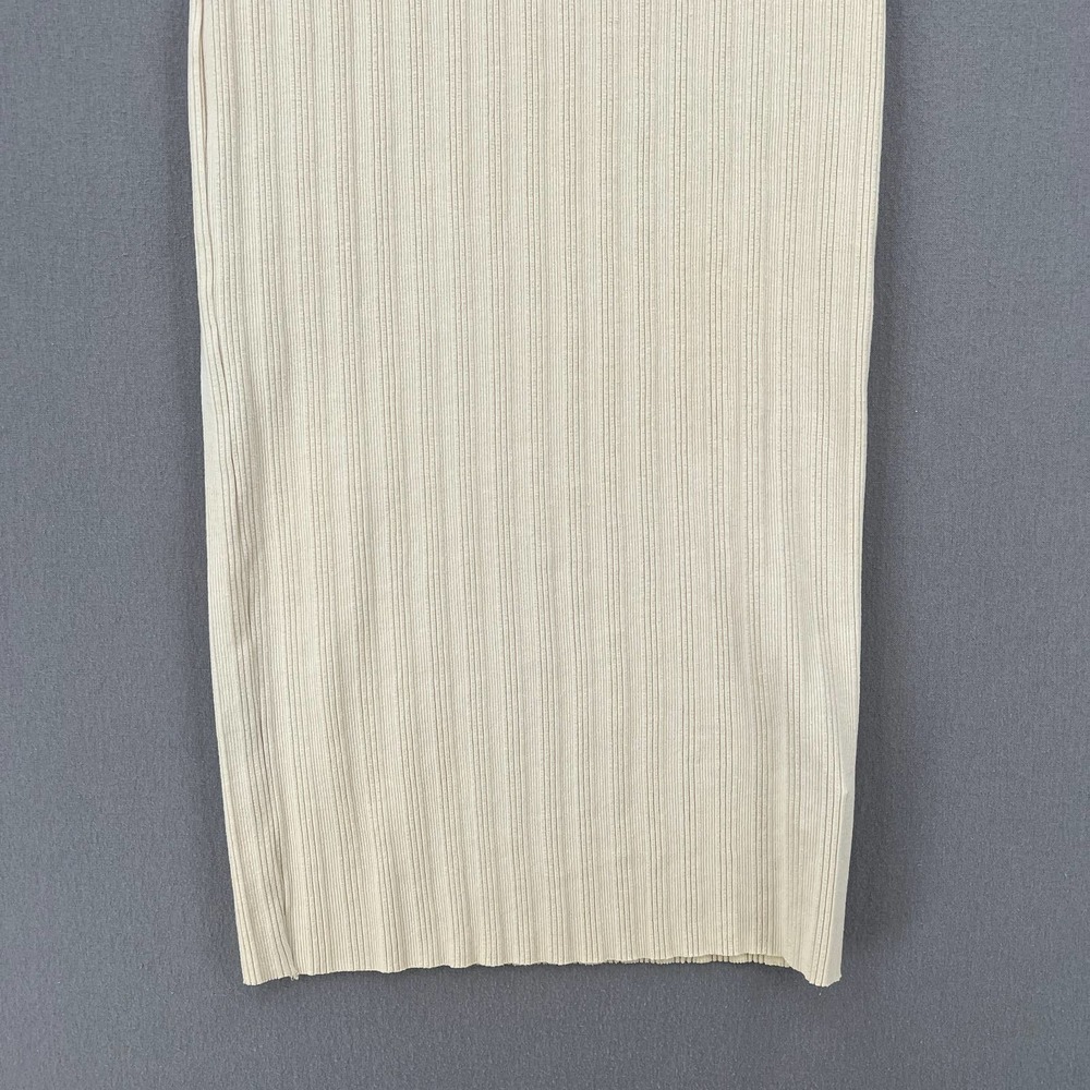 ENZA COSTA Dress Womens Small Cream Rib Scoop Back Midi Dress Stretch Low Back - Picture 6 of 16